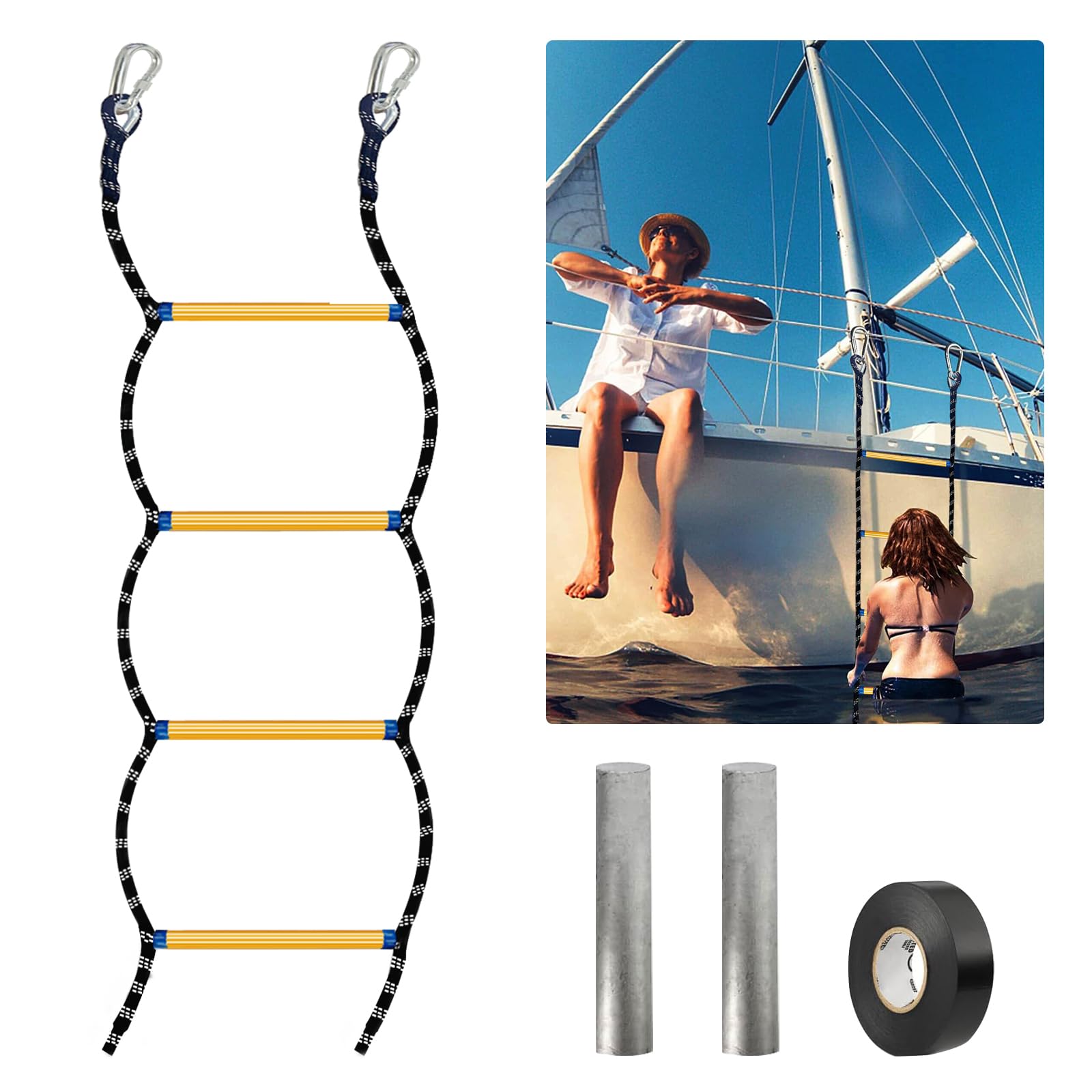 Amazon.com: FYANER Boat Rope Ladder - Heavy Duty Polyester Line Marine ...