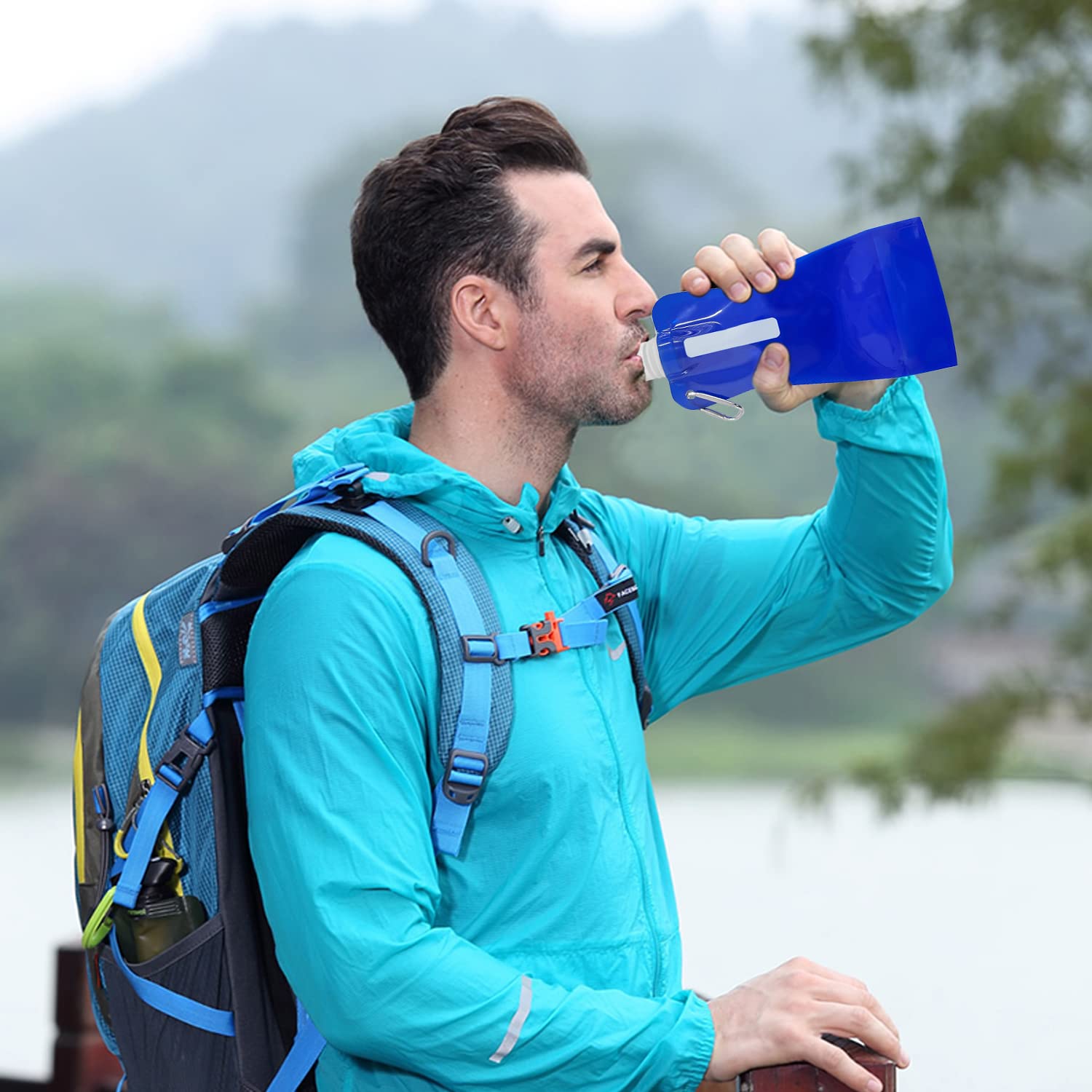 9 Bottiglie d'acqua pieghevoli, borracce sportive riutilizzabili in
