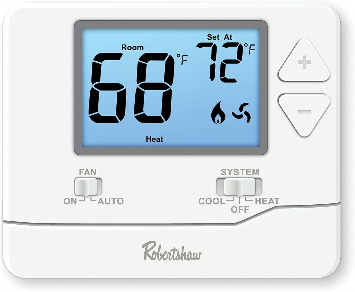 Robertshaw RS8110 Pro Series Non-Programmable Thermostat, White, 1 Heat / 1 Cool for Single-Stage Systems