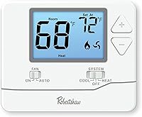 Robertshaw RS8110 Pro Series Non-Programmable Thermostat - 1 Heat/1 Cool Single Stage, White, Backlit Display