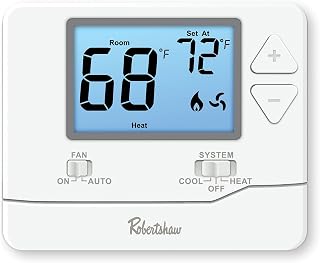 Robertshaw RS8110 Pro Series Non-Programmable Thermostat - 1 Heat/1 Cool Single Stage, White, Backlit Display