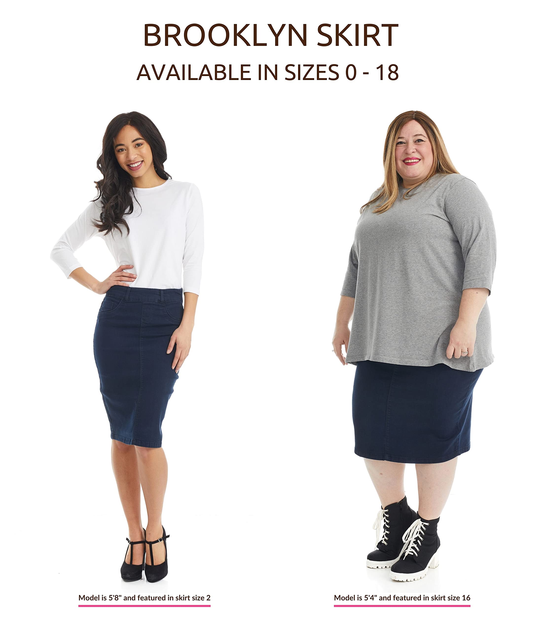 ESTEEZ Women's Denim Pencil Skirt- Stretch Jean Knee Length – Brooklyn