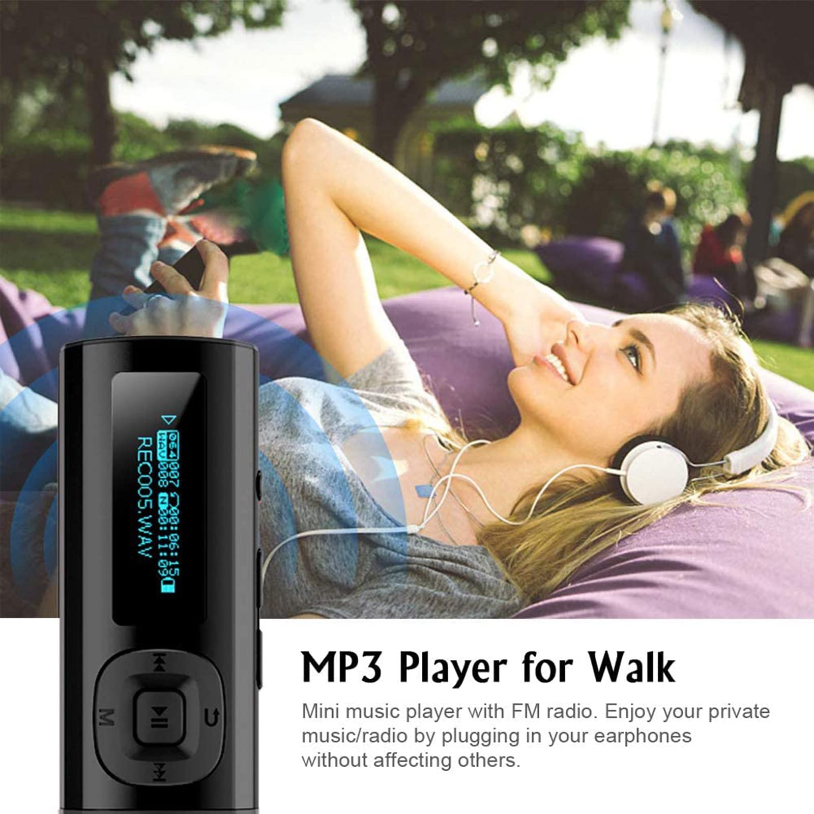 Lecteur Mp3 USB 8Go avec Ecran LCD, Mini Lecteur Musique Baladeur Léger pour Le Sport, Radio FM, Carte Extensible de 64 GB