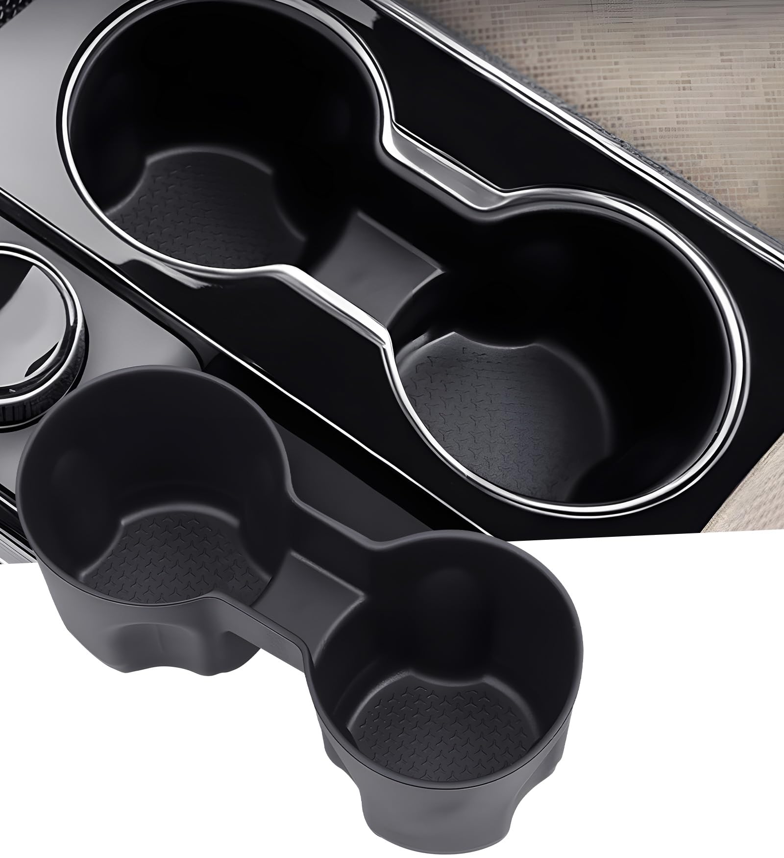 Center Console Cup Holder Inserts for Chevrolet Equinox 2027 2026 2025 (Not for EV), Interior Accessories TPE Car Cup Holders Covers Protector for Chevy Equinox 2025-2027, Black