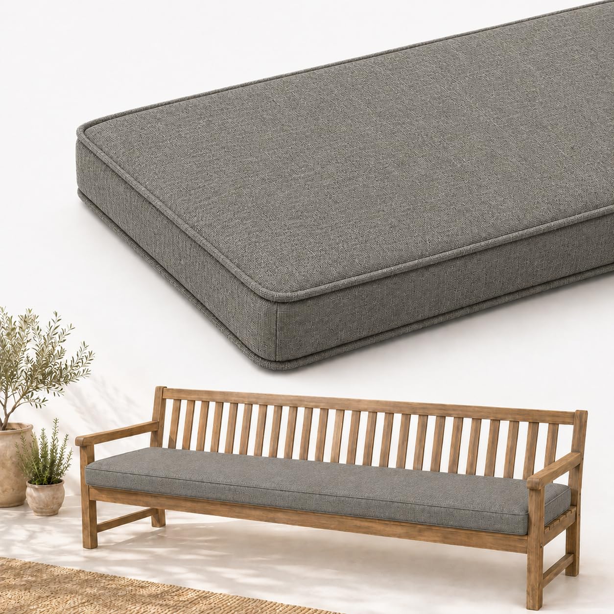 AZMAHT Linen Bench Cushion Indoor - Comfort Seat Pad for Dining Bench Window