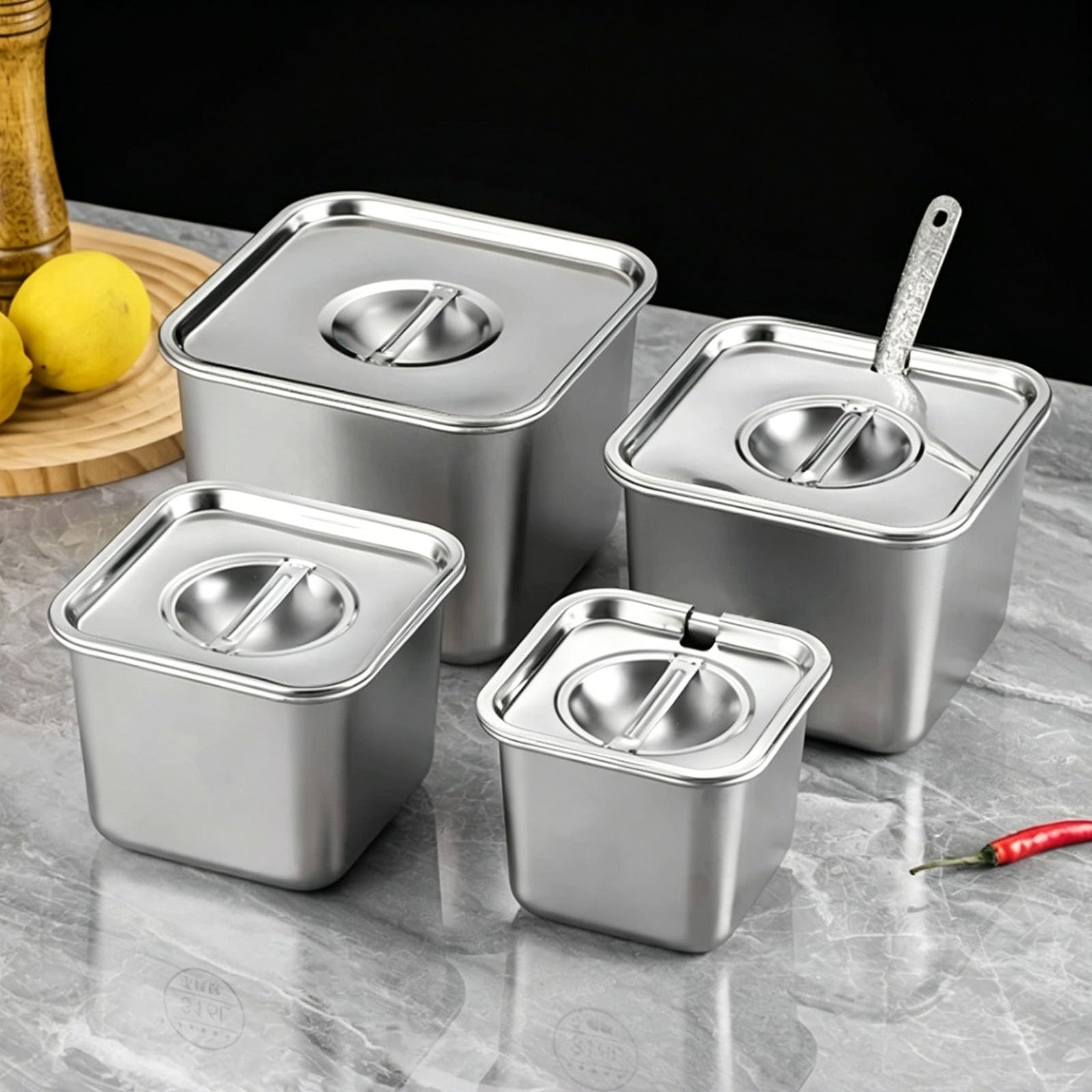 Pojemnik Na Żywność Inox 304 Z Pokrywką, Sztaplowany, Idealny Meal Prep Kuchnia, Lodówka I Spiżarnia Do Przechowywania