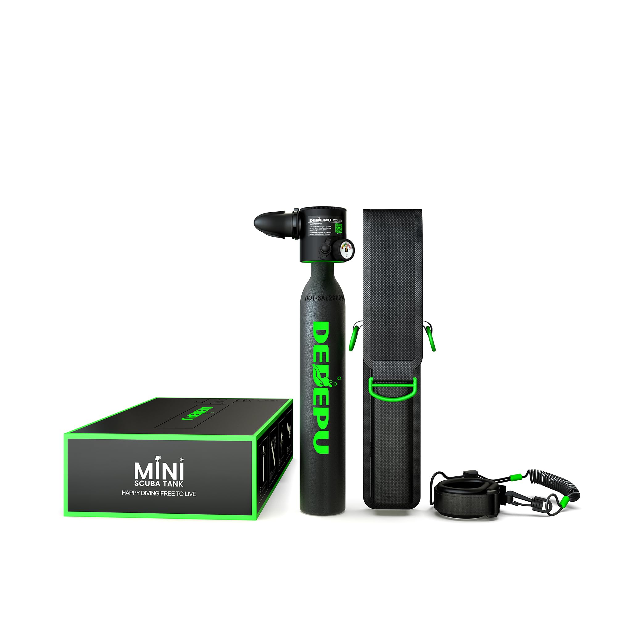 DEDEPU Mini Scuba Tank, 0.5L Scuba Diving Tank for Underwater Breathing, up to 10 Minutes Dive Time Portable Lung Diving Tank with 3000 PSI Max Pressure, Emergency Rescue Pony Bottle