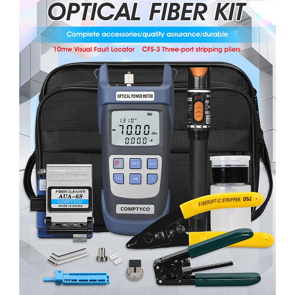 Kit D'Outils à Fibre Optique FTTH avec Couperet à Fibre -70- + 10DBm Compteur de Puissance Optique Localisateur de DéFaut Visuel 10Mw