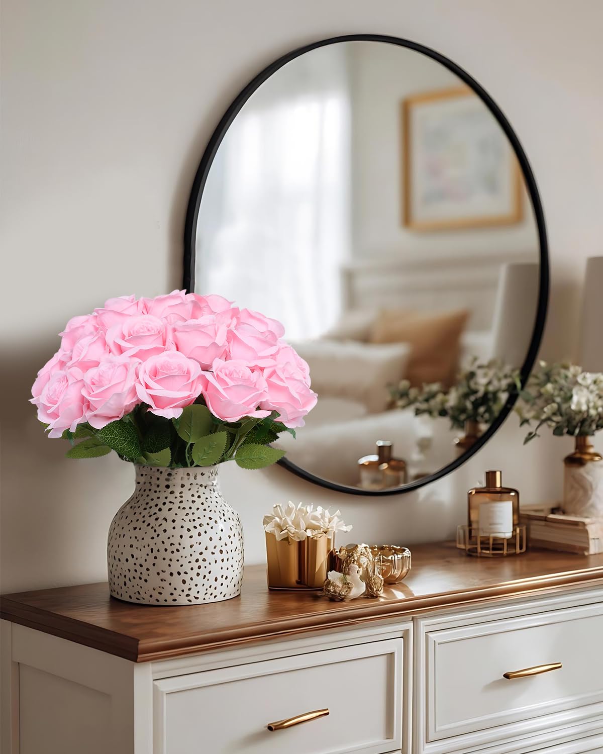 DuHouse 50 rosas artificiales, color rosa
