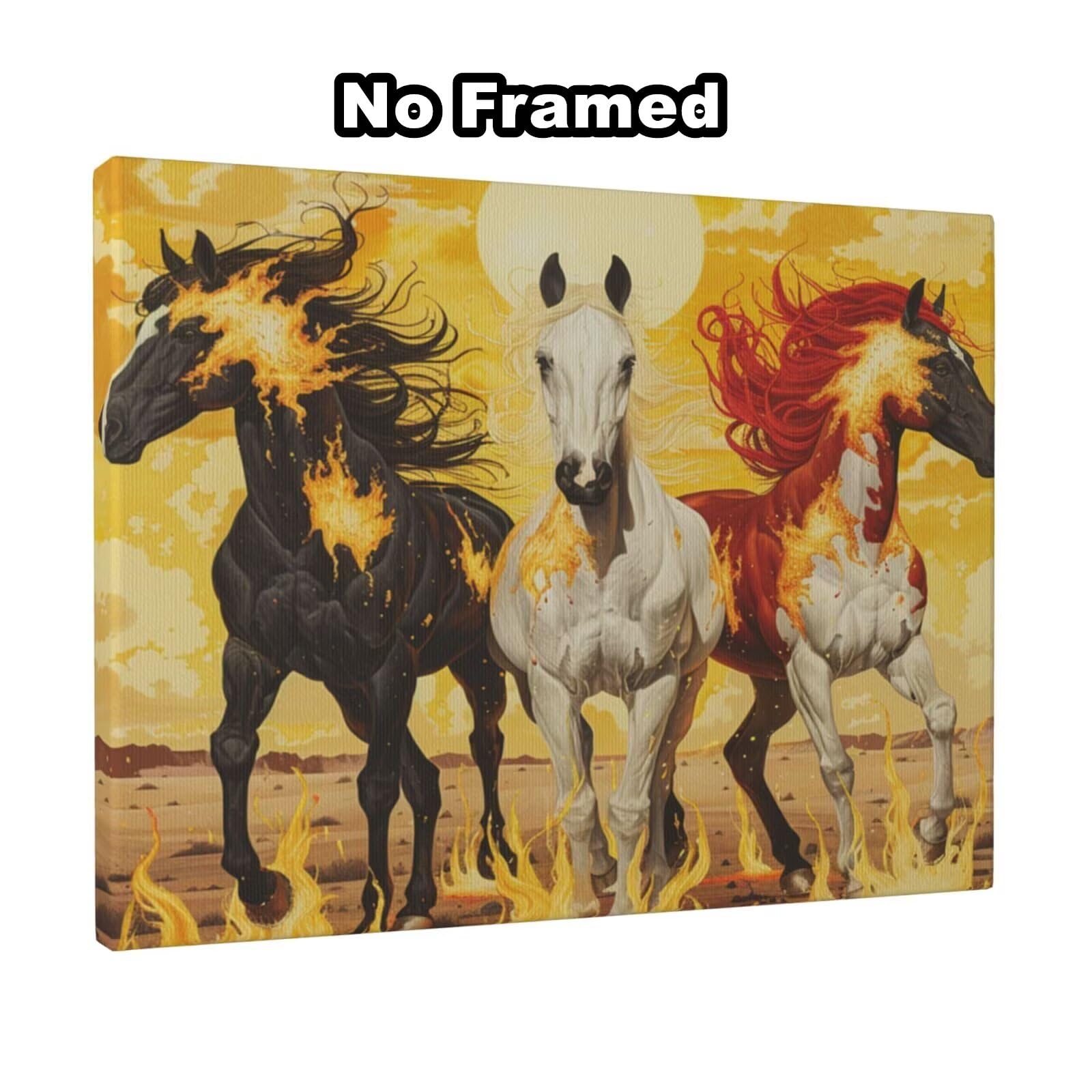 Kit per pittura con numeri per adulti, fiamma e cavallo, pittura con numeri per principianti, pittura acrilica con 6 pennelli, pittura ad olio per decorazione da parete, 100 x 75 cm, senza cornice)
