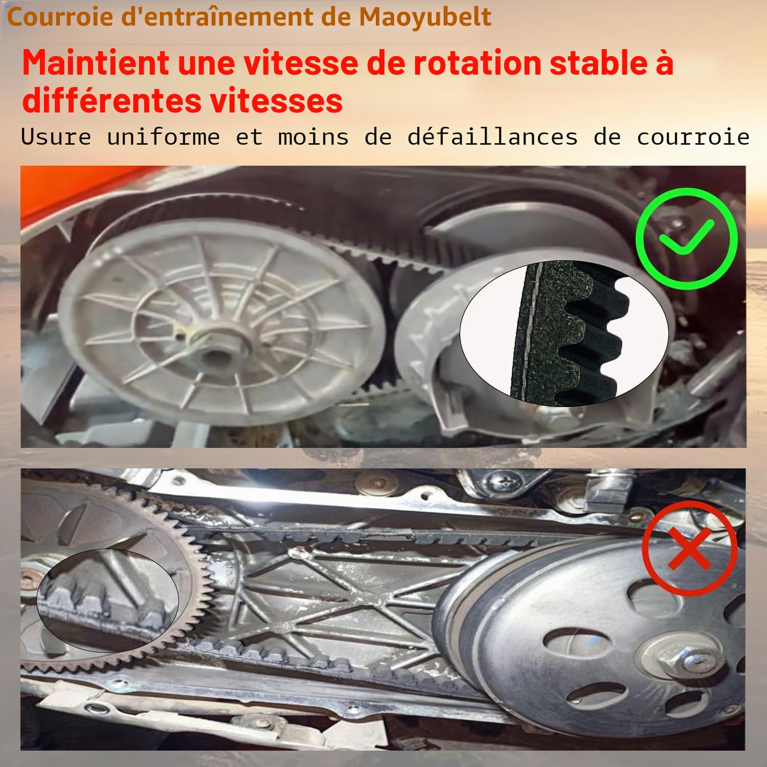 Courroie d'entraînement Maoyubelt pour JDM/Orane, Titane 1/2/3, Albizia, Abaca/Casalini, Apartir B3211AA1181 B3221AA1181, Courroie d'embrayage en caoutchouc de qualité supérieure pour Voiture