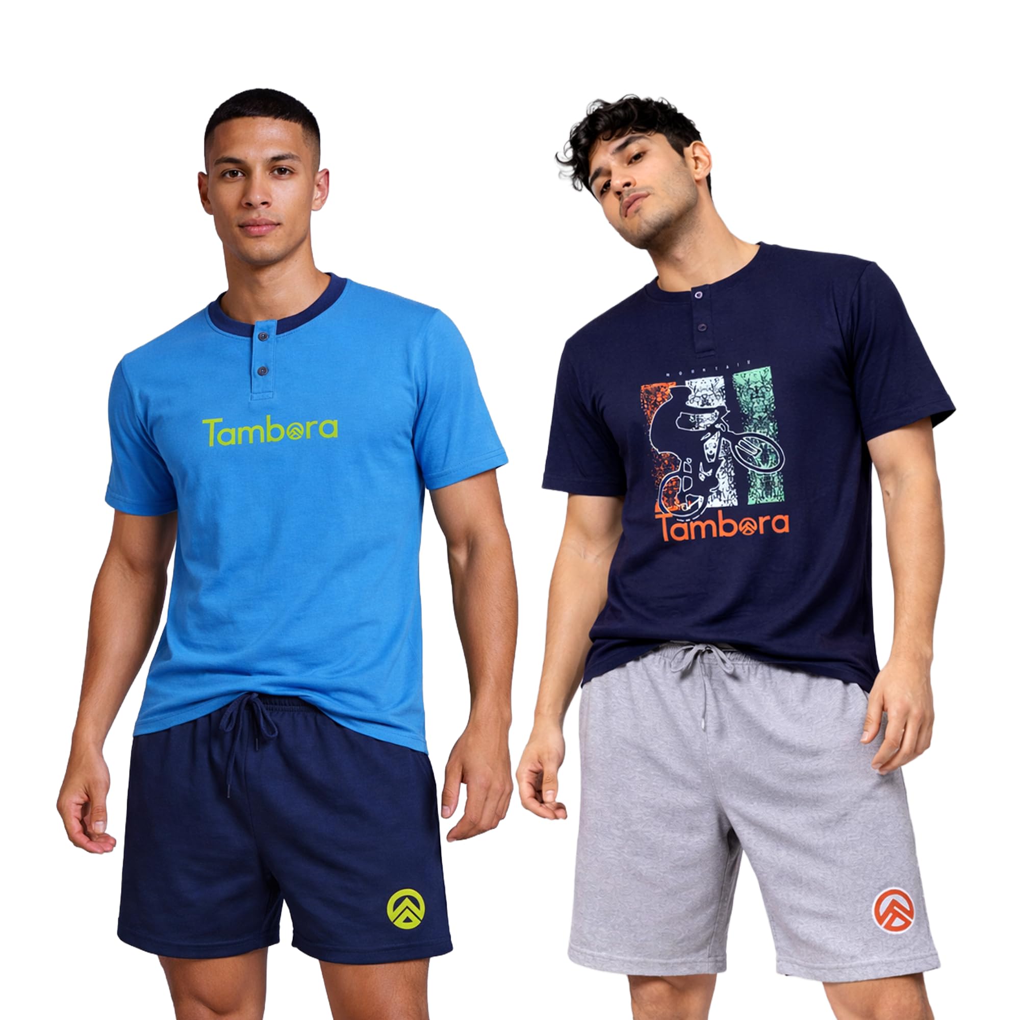 tambora Men’s Henley Lounge Set – Half Sleeve T-shirt & Comfortable Shorts for Casual & Home Use | Combo Pack of 2-picture-24