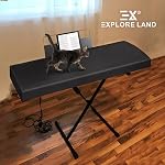 Explore Land Stretchy 88Keys Piano Couverture de poussière de clavier avec support de musique ouverture pour piano électronique numérique (noir)