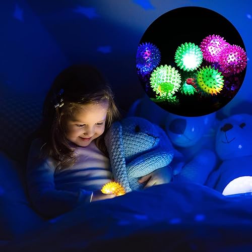 Miniatura 6 de Civaner 24 bolas iluminadas con luces LED intermitentes con punta de 2.56 pulgadas, juguetes sensoriales a granel iluminados con cuerda, juguete de