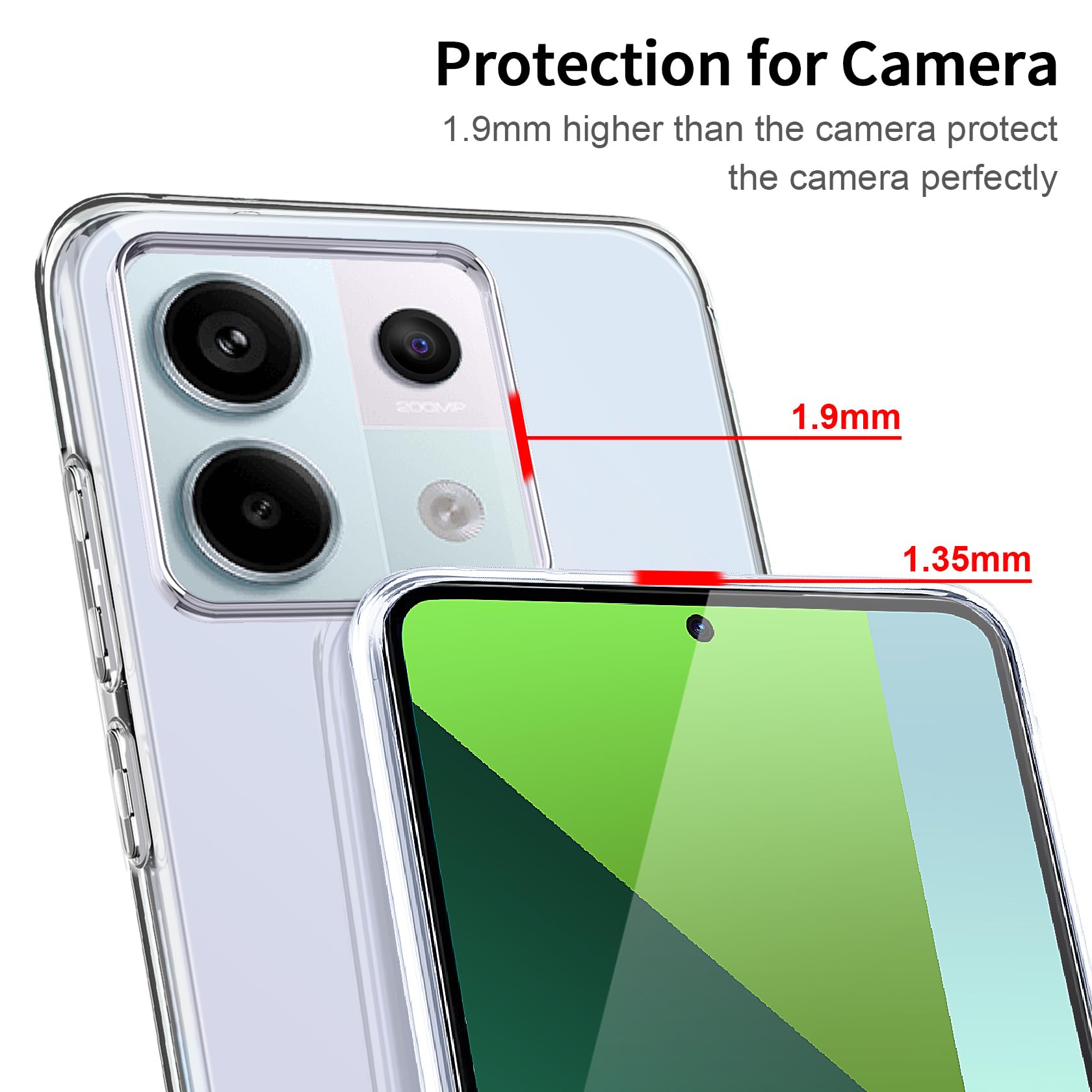 FLLAO Cover Compatibile con Xiaomi Redmi Note 13 4G(Non per 5G) con 2 Pellicola Vetro Temperato, Custodia Ultra Sottile Silicone TPU Morbido Case Protettivo Blu