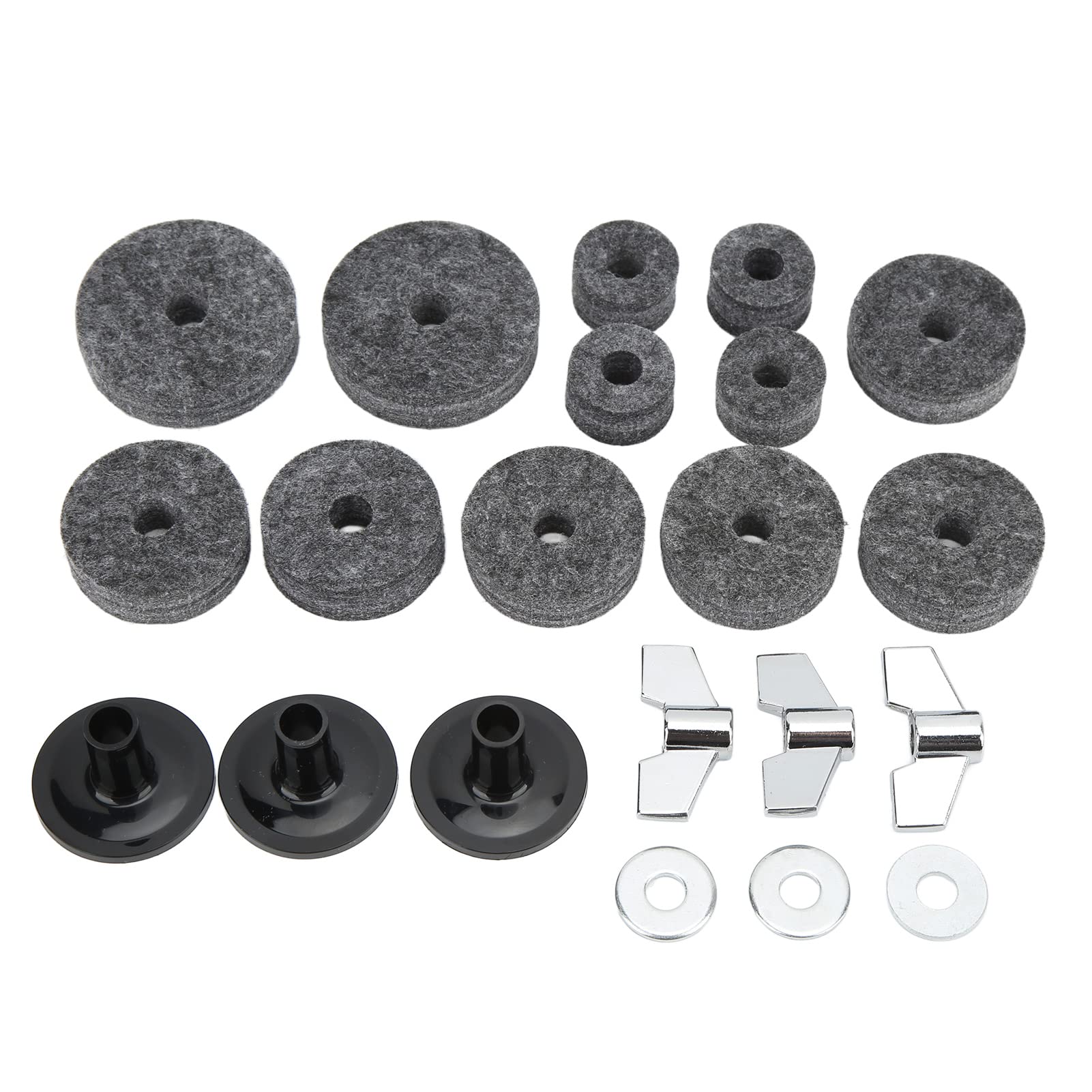 AMONIDA Accessoires de Rechange en Feutre Solide et Durable pour Kits de Batterie, Rondelles et écrous Inclus pour Coupelle D'embrayage Hi Hat, Convient à la Plupart des Batteurs (GRAY)