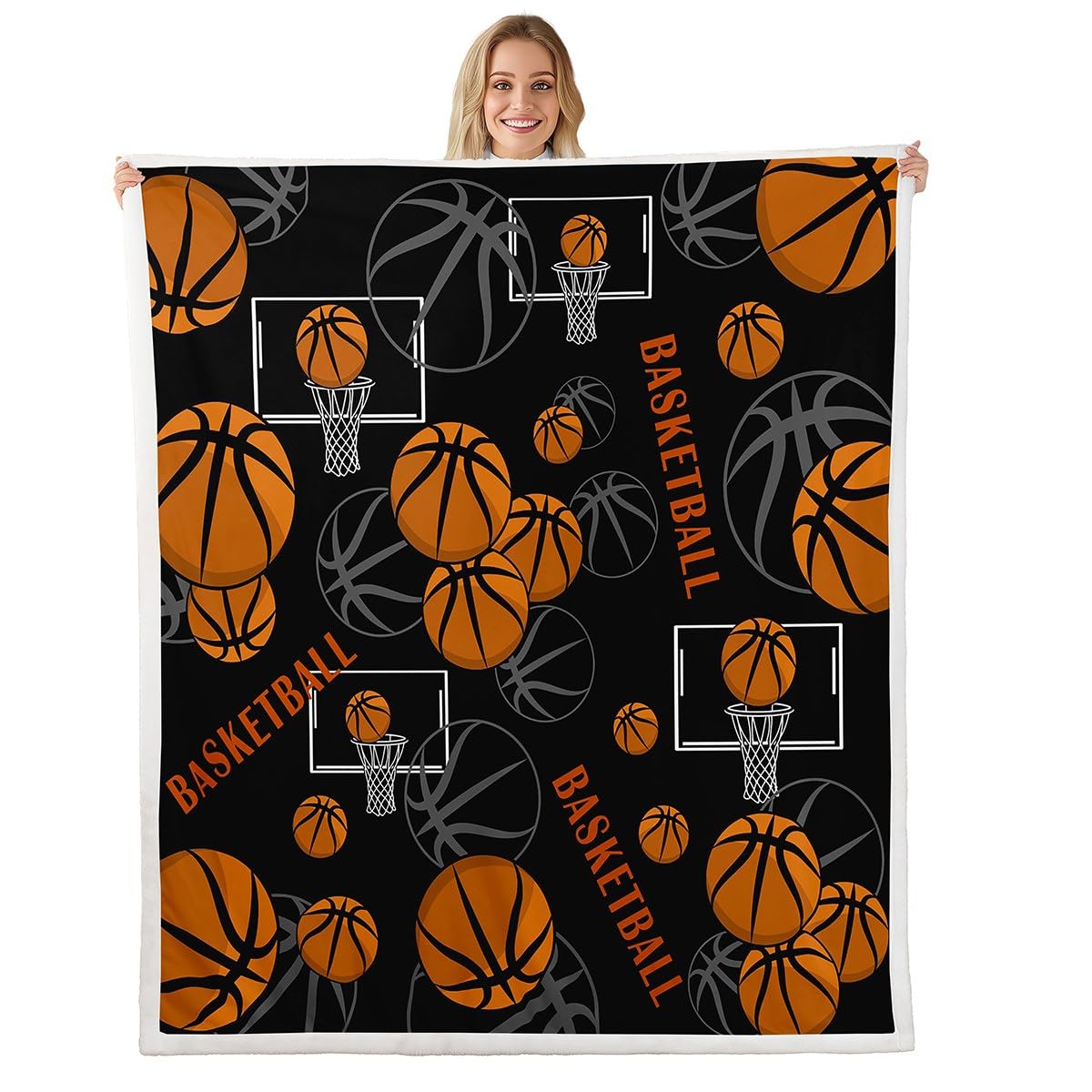 Couverture polaire sherpa basket-ball idée cadeau anniversaire sport ado fille garçon