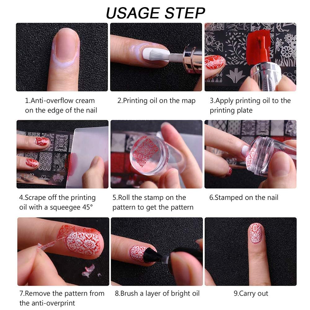 EBANKU 10 Pezzi Set di Nail Art Stamping Stampini, Nail Art Template Stencil Kit Fiocco di Neve Piatti per Timbri per Unghie per Donna Ragazze Decorazione Unghie Natalizie (A)