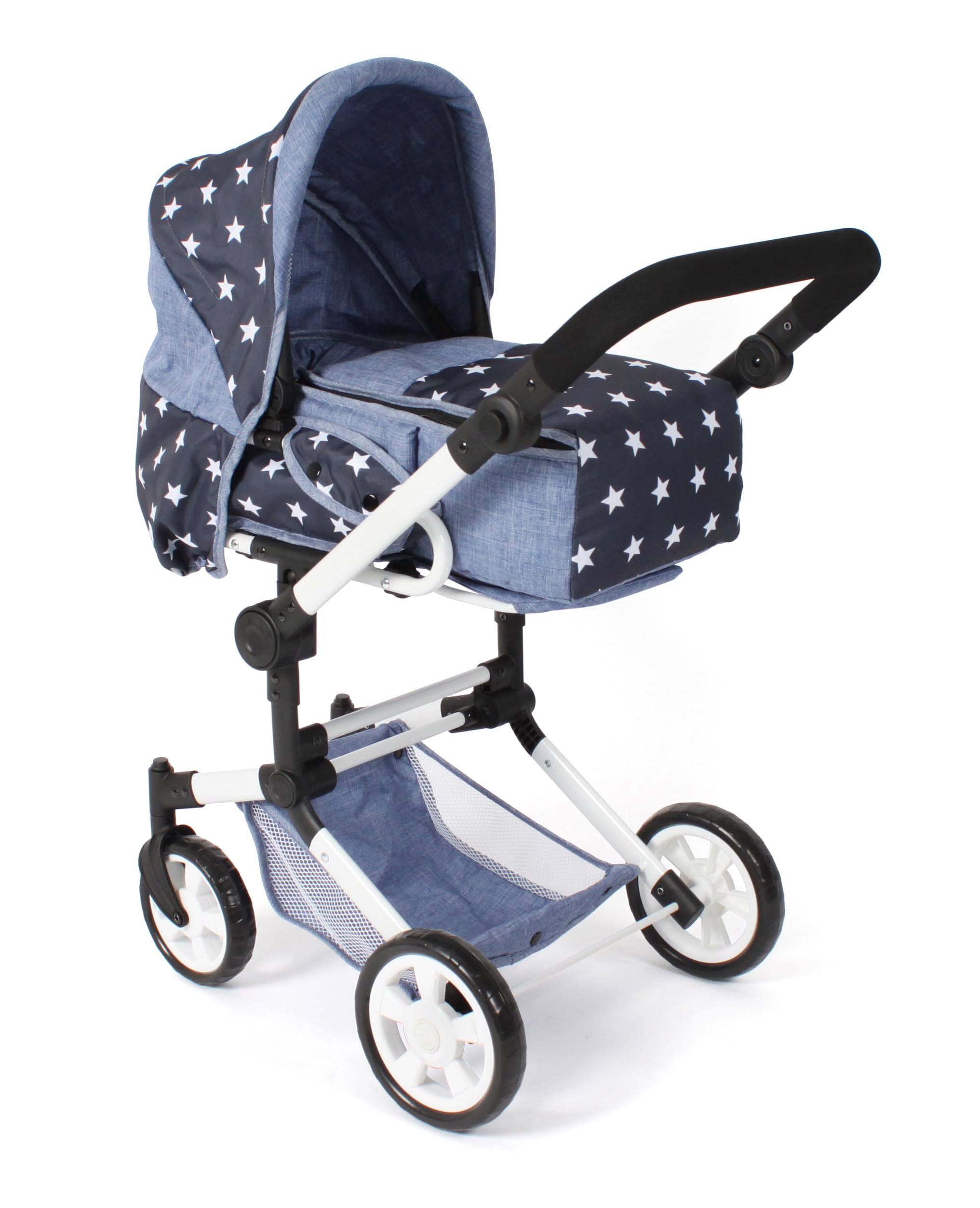 Bayer Chic 2000 - Cochecito de muñecas Jara, 2 en 1 con Bolsa de Transporte extraíble, Carrito para muñecas para niños de 4 a 8 años, Estrellas Marinas