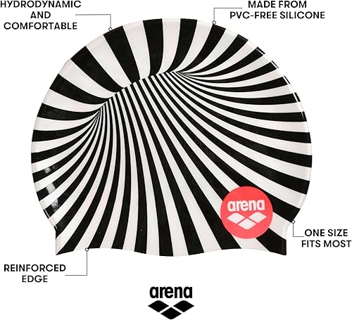 Miniatura 3 de Arena Gorro de natación unisex de silicona suave para mujeres y hombres, entrenamiento intensivo, cómodo, antideslizante, largo, sombrero de natación