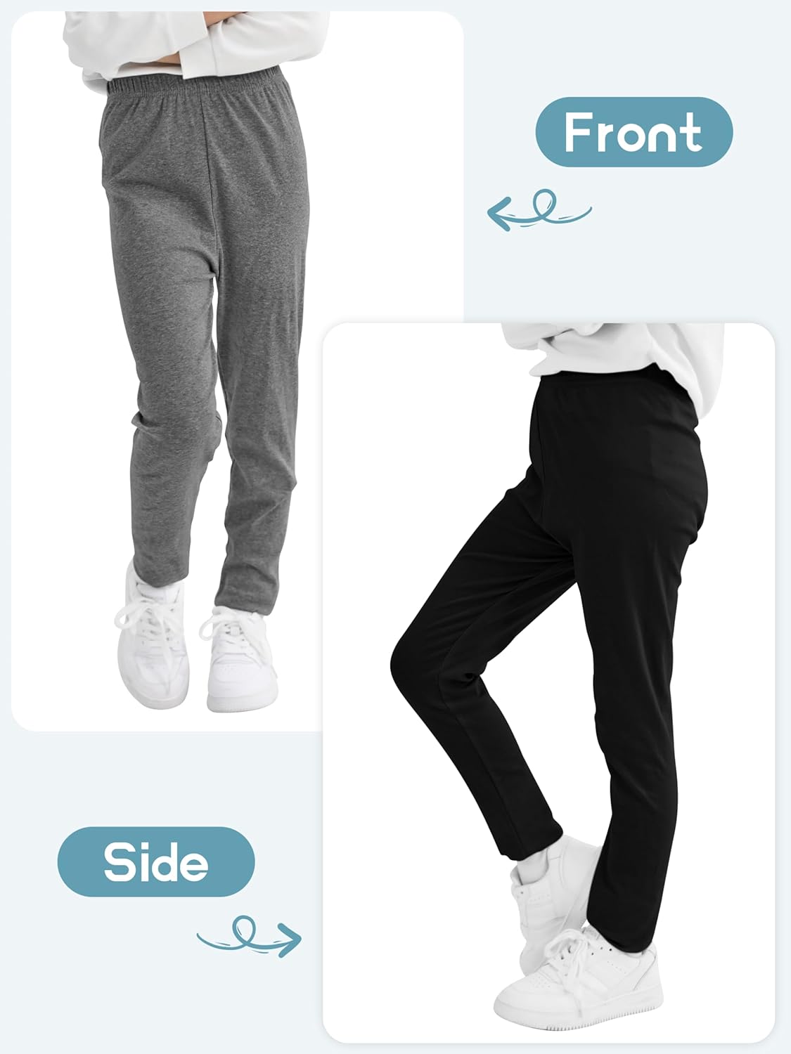 Resinta 6 Pack Girls Cotton Leggings Kids Pull On Leggings Elastic Waistband Stretchy Full Length Footless Soft Tights Pants - Image 5