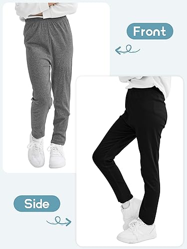 Miniatura 4 de Resinta Paquete de 6 leggings de algodón para niñas, con cintura elástica, elásticos, de longitud completa, suaves, sin pies