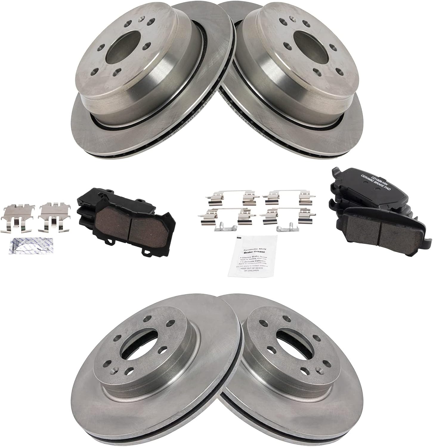 TRQ Front and Rear Brake Pad & Rotor Kit Brake Pads Brake Rotor Ceramic Compatible with 2015-2017 Chevrolet Colorado GMC Canyon