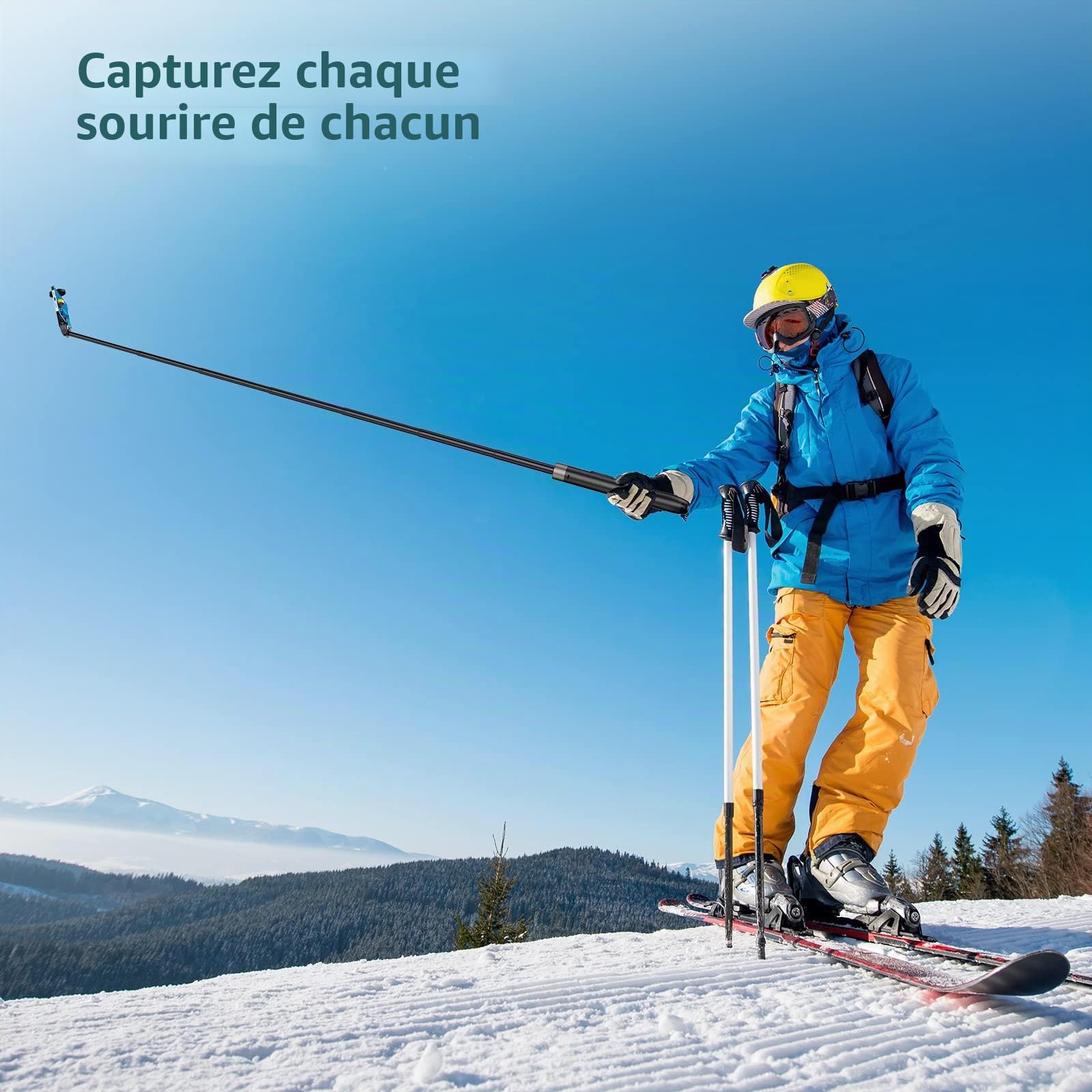 ATUMTEK 165cm Perche Selfie, Perche à Selfie avec Télécommande Bluetooth Amovible, Trepied Smartphone Extensible pour iPhone et Android, Enregistrement Vidéo, Blogage, Streaming en Direct, Noir