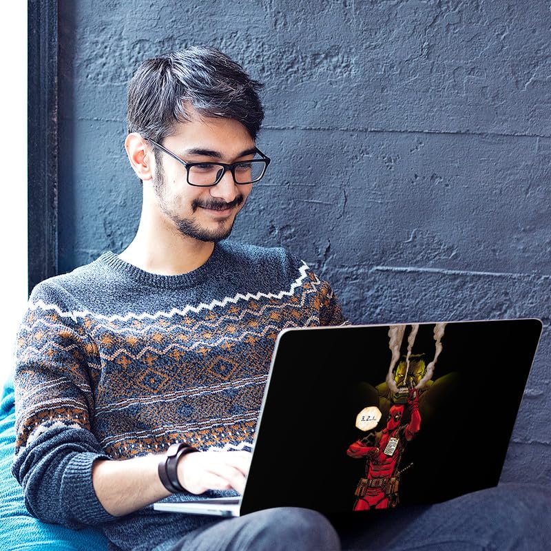 Image of Galaxsia Deadpool Fun with Hulk Full Vinyl Laptop Skin /Sticker /Cover for 15 to 15.6 Inches Laptops Laminated-Removable-HD Quality Compatible for Hp-Dell-Sony-Lenovo-Asus etc.(15x10 Inches)