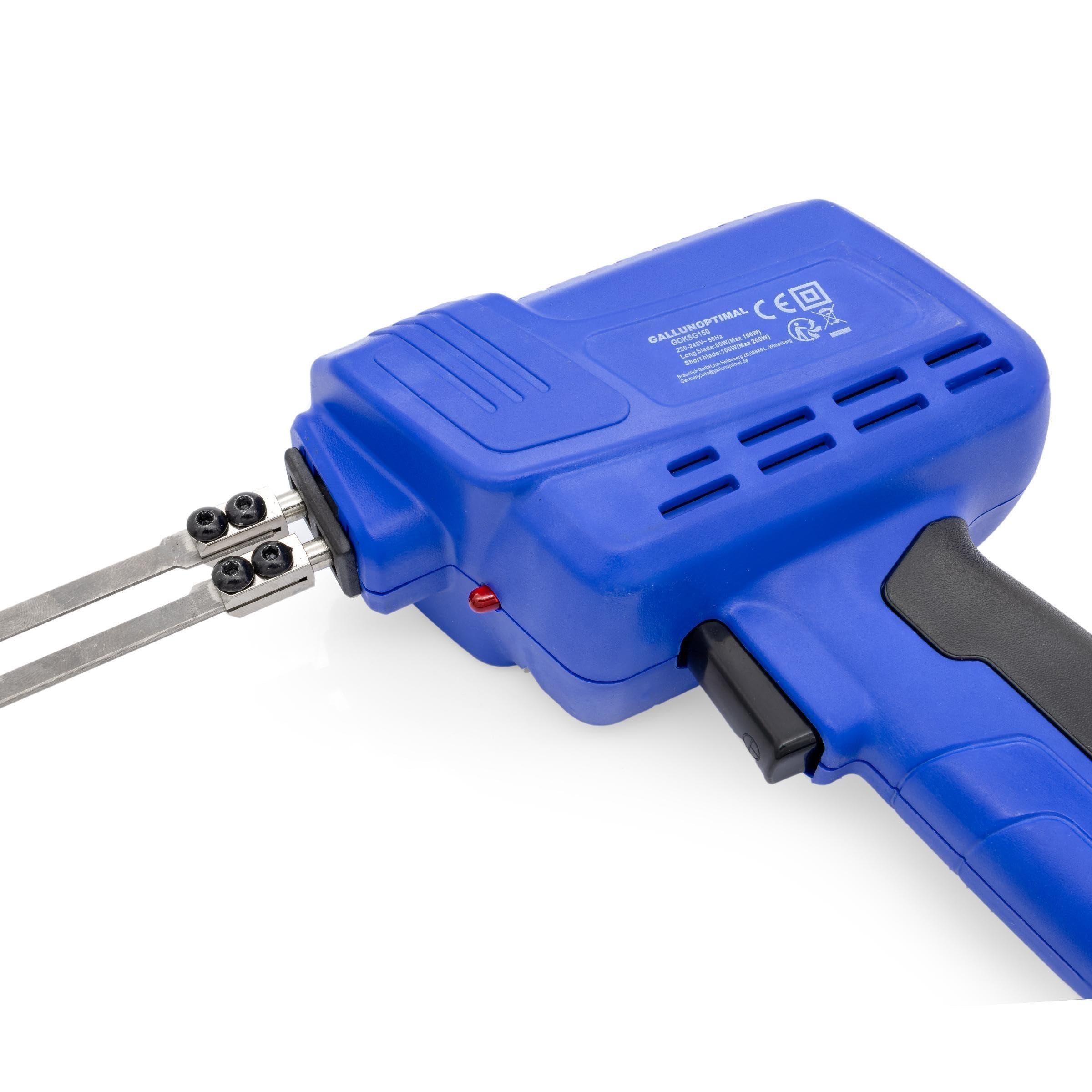 Kunststoffschneidgerät GOKSG150 230V – elektrisch, 150W, schutzisoliert, 2 Schneidklingen (123/205 mm), Aufheizzeit 10 s, schnell einsatzbereit, inkl. Koffer & Werkzeug