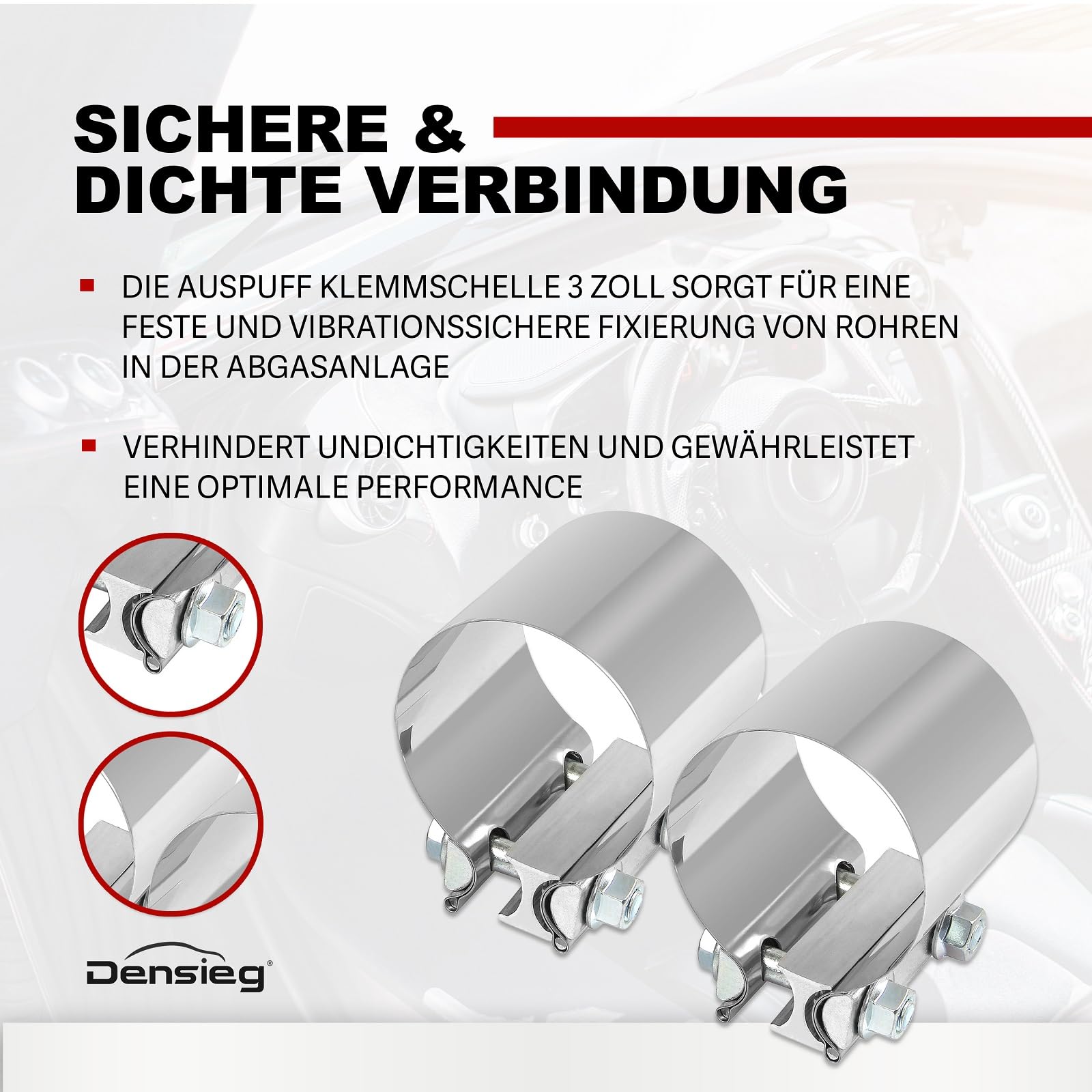 Collier De Tuyau D'échappement, Collier D'échappement De Moto Universal Duty En Acier Inoxydable Turbo Collier De Serrage De Bande Dechappement Silencieux Pinces Dechappement A Bande Etroite 75030283