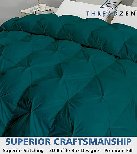 Miniatura 2 de Edredón King plisado de gran tamaño para todas las estaciones, alternativo al plumón de 136 x 120 pulgadas, tamaño extra grande, 1 pieza con 8