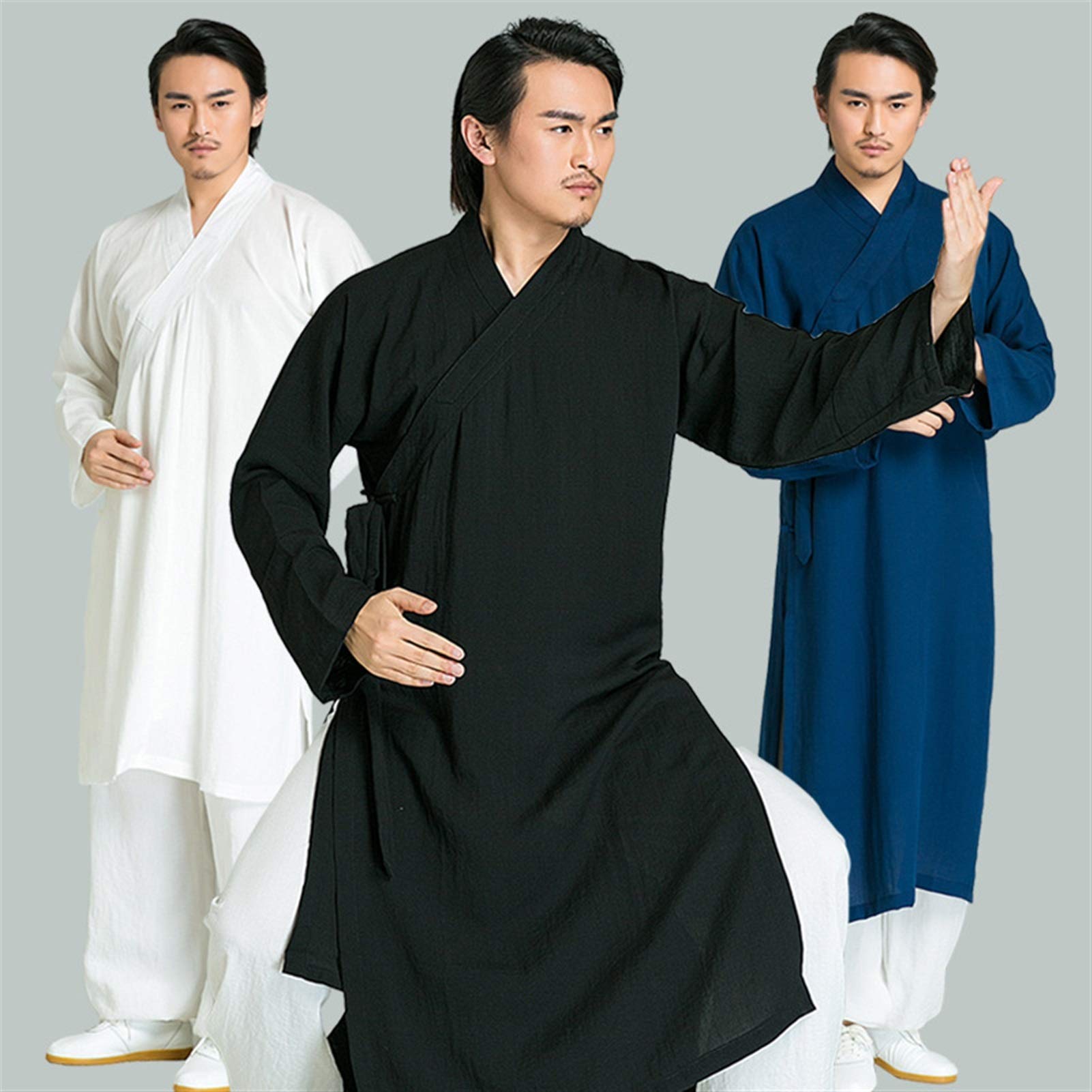 Tai-Chi-Anzüge, Tai-Chi-Kleidung, Wudang-Taoisten-Kleidung, Leinen-Tai-Chi-Kleidung, chinesische Übungskleidung, Kung-Fu-Yoga, Outdoor-Kampfsport-Performance-Kleidung, Wing-Chun-Kleidung (Weiß L)
