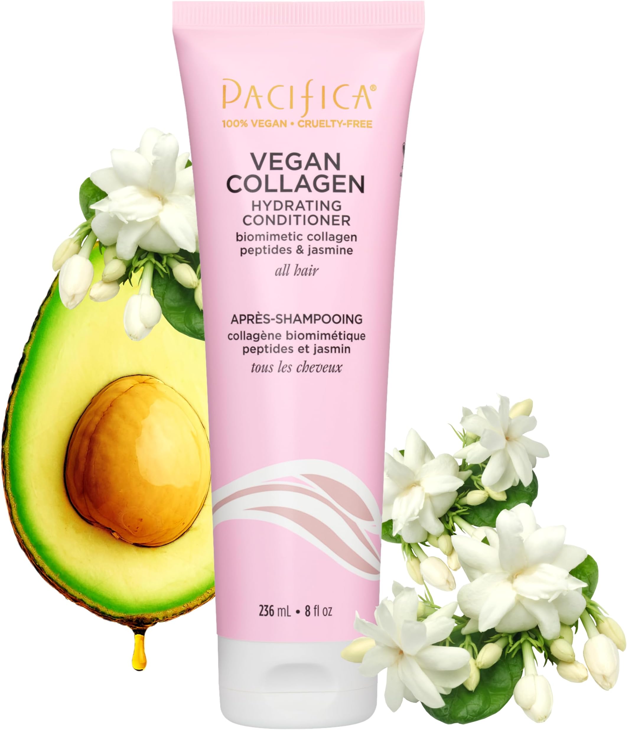 Hair Conditioner - Vegan Collagen Hydrating, Haircare, Avocado Oil, Vitamin B5, Add and Restore Shine, For Dry and Damaged Hair, Sulfate and Silicone Free, Hair Care, 8 fl oz (1 Count)