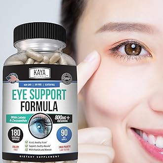 Kaya Naturals Eye Health Supplement - Lutein & Zeaxanthin - Supports Eye Strain, Dry Eyes, and Vision Health - 800mg Vitamin Supplement - 180 Count
