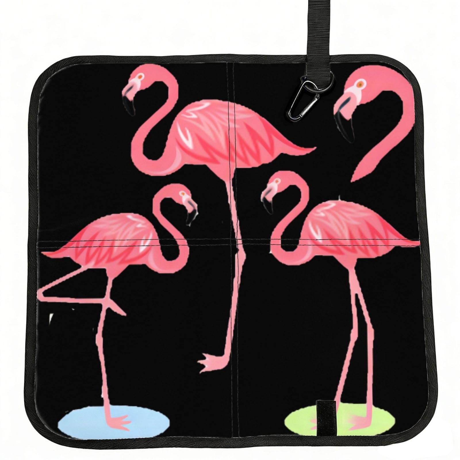 WBQLSL Four Flamingos Foldable Seat Cushion - Portable Stadium Pad with Carabiner for Camping Hiking Picnic Beach