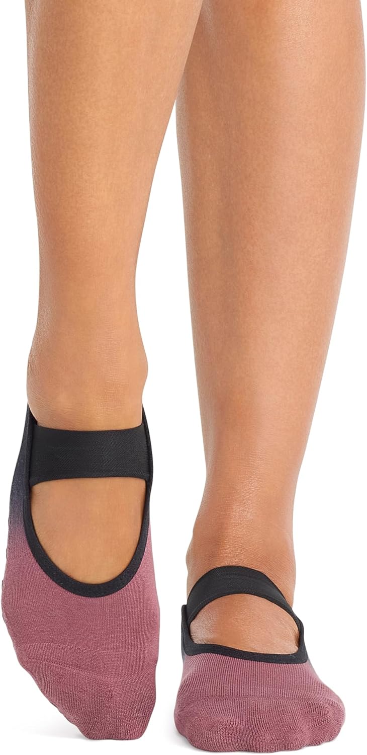 TAVI Grip Lola 2 Pack Socks Wine Ombre & Fleur Medium