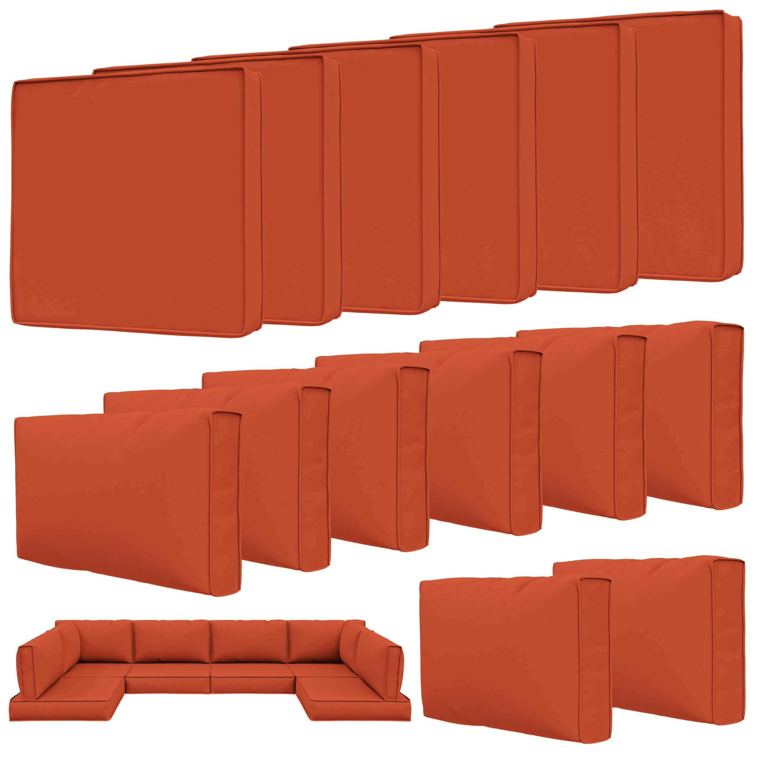 Photo 1 of Tounosnt 14 Pcs Outdoor Patio Cushion Covers - Orange