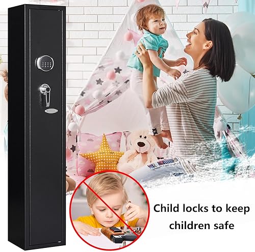 Vista 6 de KAER Caja fuerte para armas 2-3, caja fuerte para rifles y pistolas, gabinete de armas para escopetas, gabinete largo para escopetas con estante