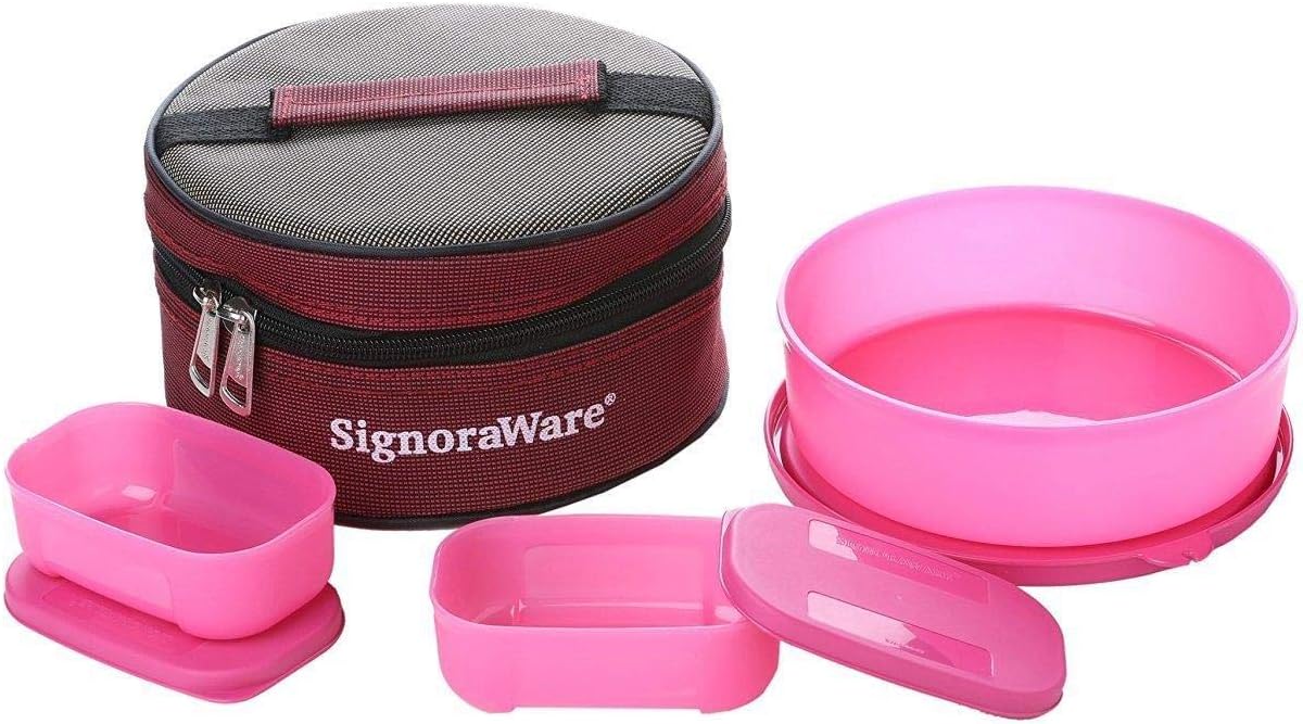 SignorawareClassic Lunch Box Set With Bag 800Ml Pink