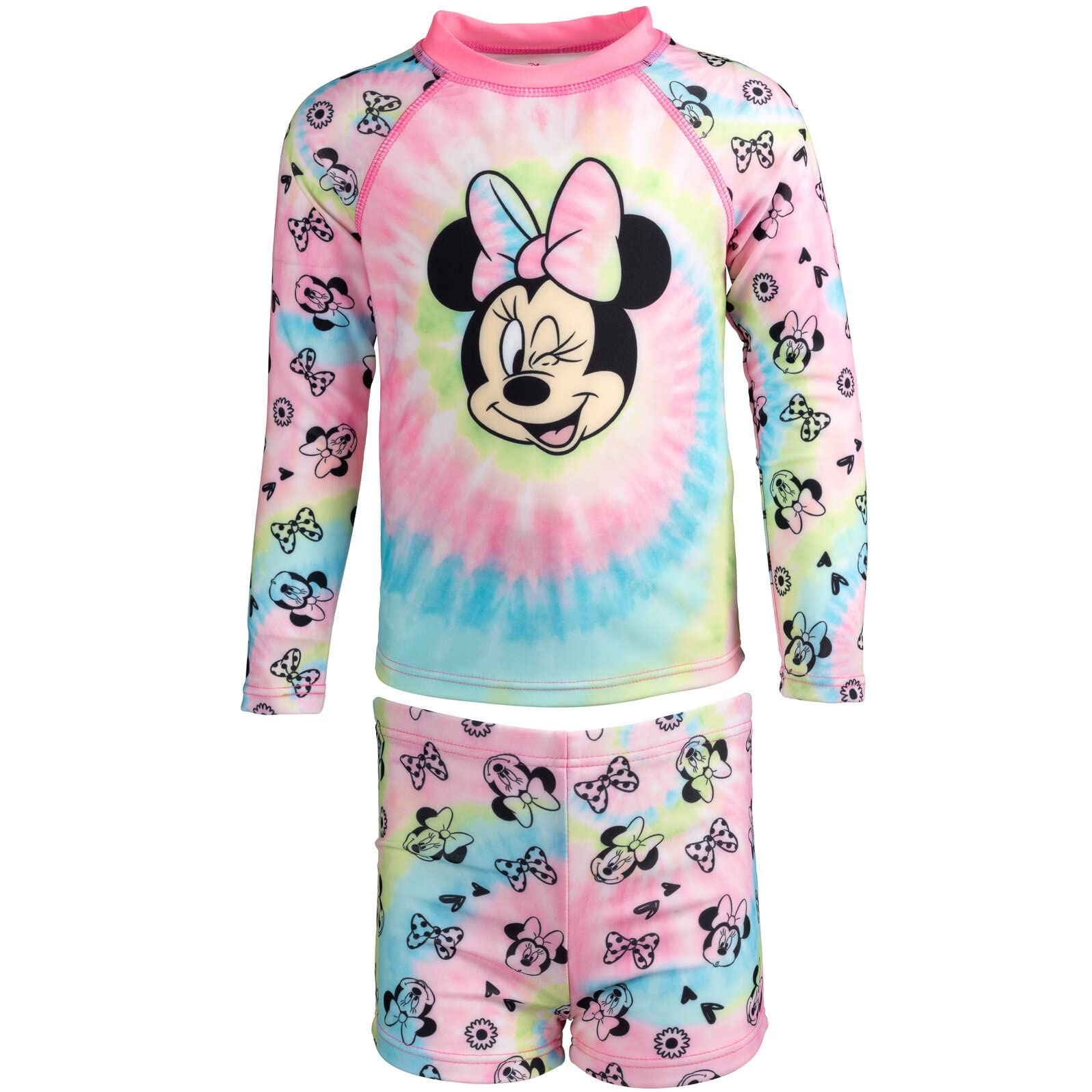 Disney Minnie Mouse Infant Baby Girls Rash Guard and Swim Shorts Set Pink 18 Months