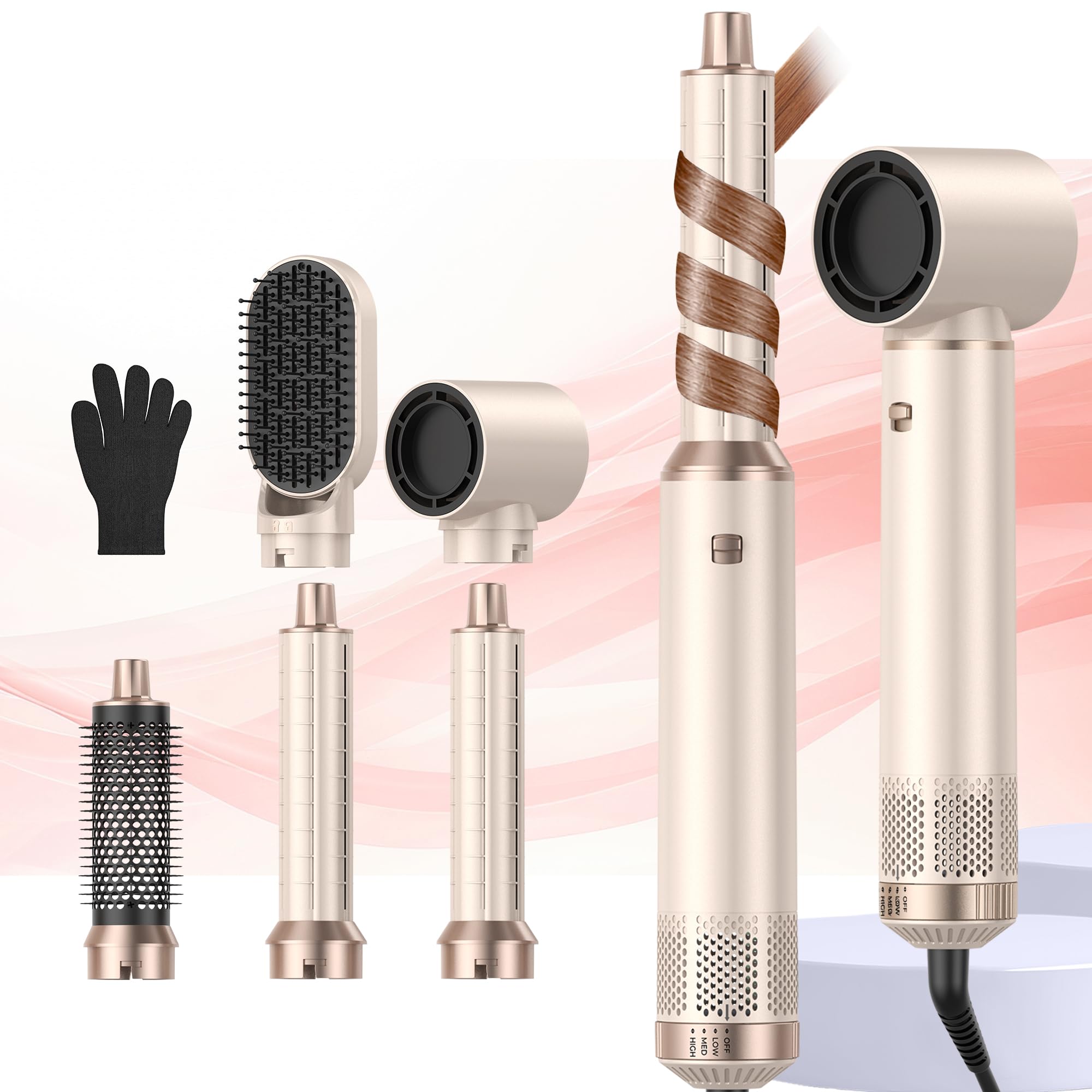 UKLISS Hair Styler Set Hairstyler 5 in 1 Haarstyler, Airstyler Air Curlers
