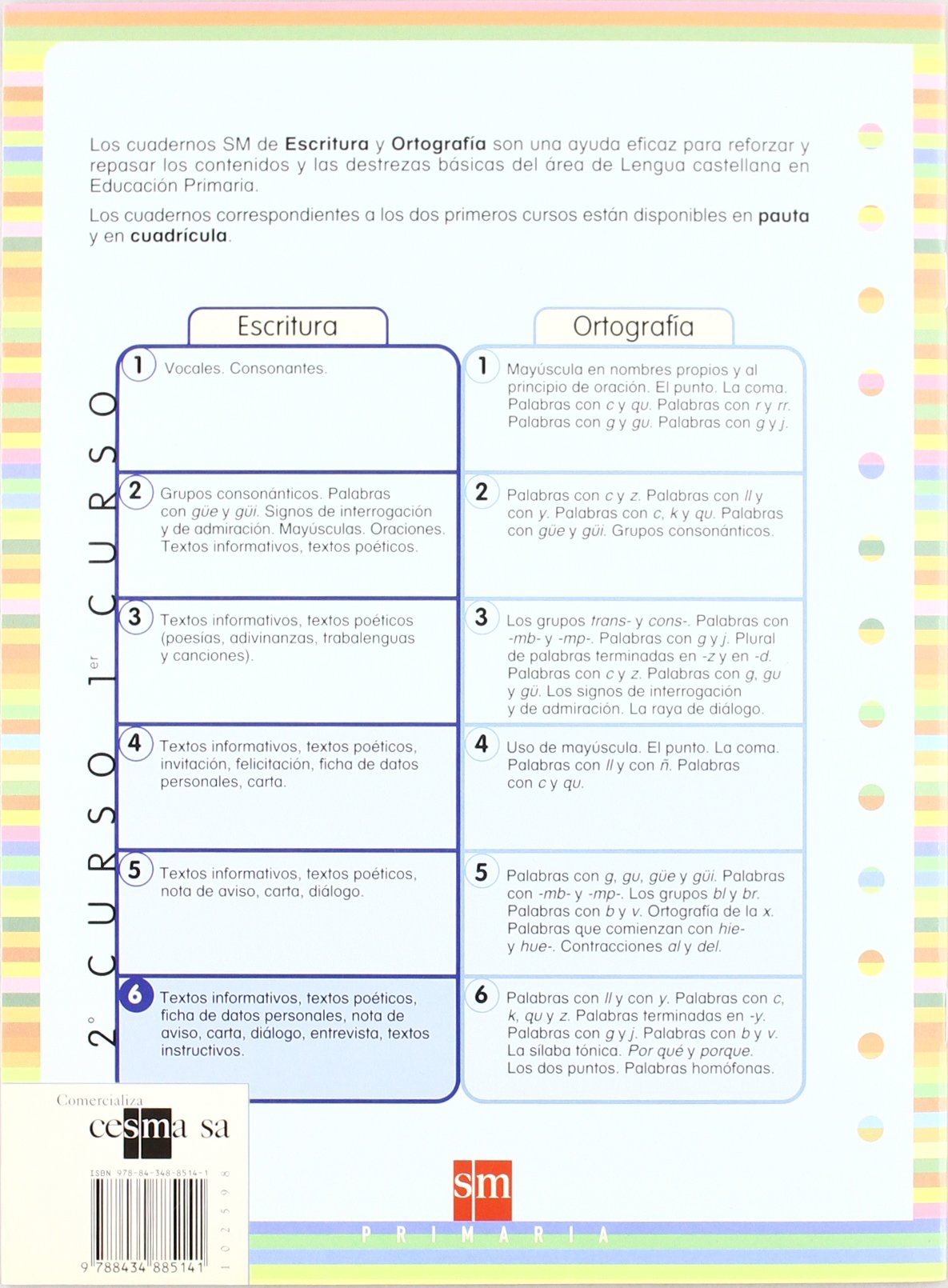 Cuaderno 6 de escritura, Cuadrícula. 2 Primaria - 9788434885141