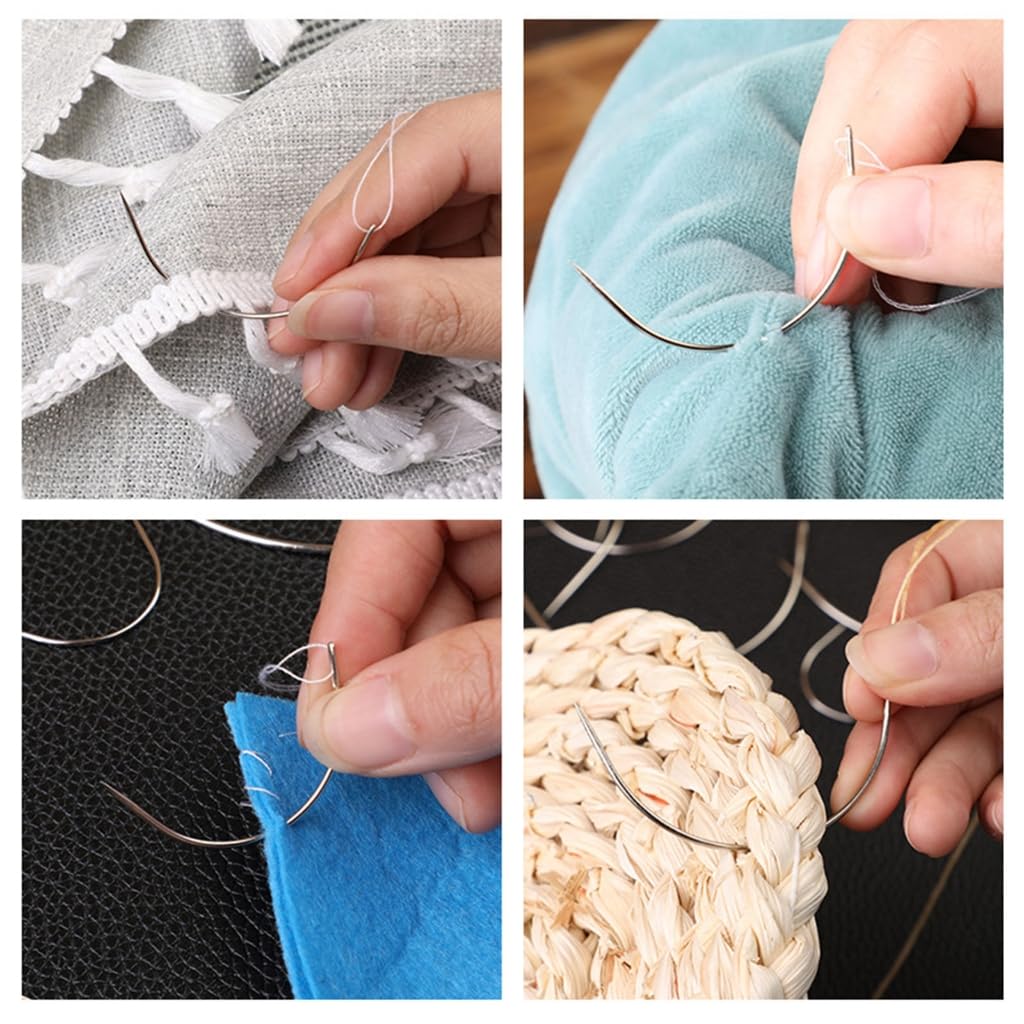 REDYY Curved Needle,42/50/100/120Pieces Curved Needle C Type Leather Needle Curved Sewing Needle for Hand Sewing, Carpet Leather Canvas Repair