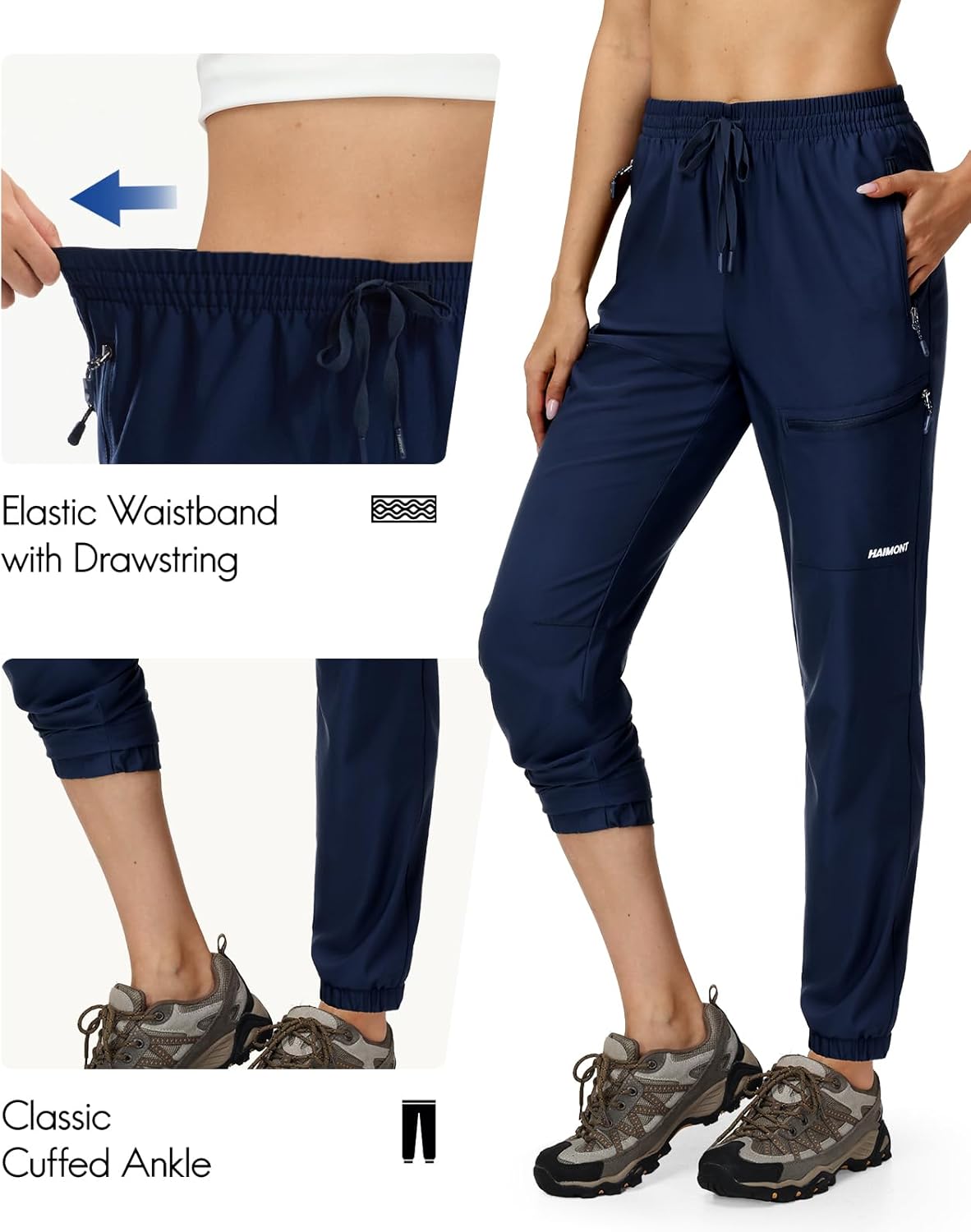 Haimont Women’s Jogger Hiking Pants with Zip Pockets Lightweight Quick Dry Cargo Pants for Outdoor, Water-Resistant - Image 5