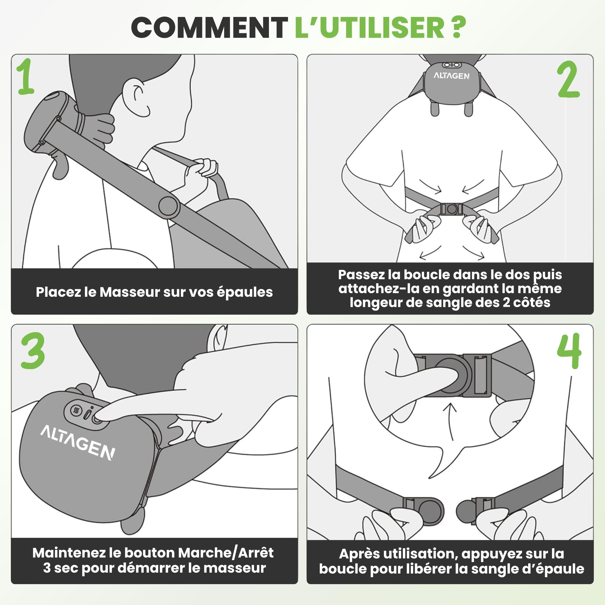 Masseur Cervical ALTAGEN® Main Massante Nuque, Masseur de Cou Chauffant