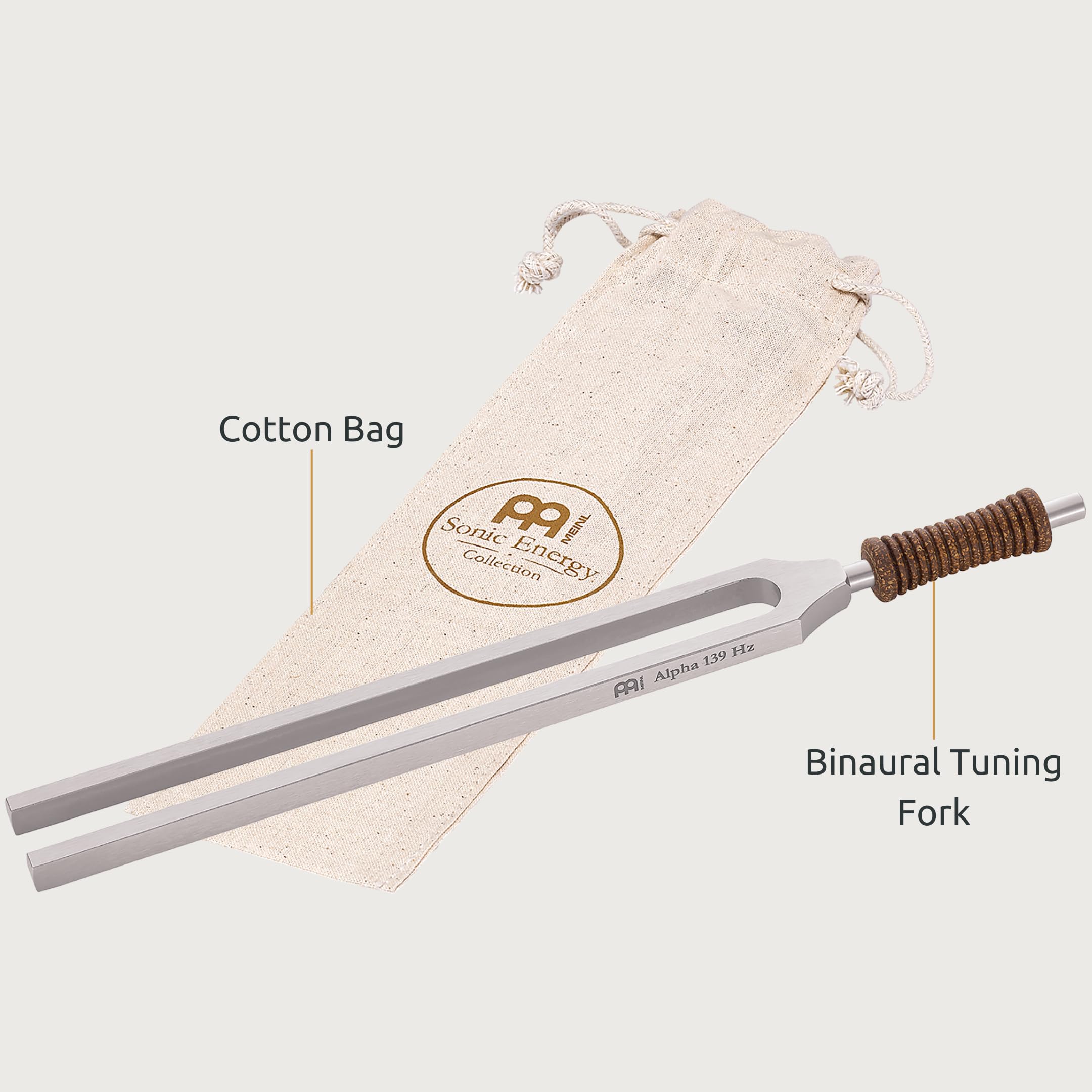 Sonic Energy Binaurale Therapie Stimmgabel, Alpha (TTF-ALPHA) | 139 Hz, 24 cm lang, 126 g, in Deutschland gefertigt, inkl. Hülle, vernickelter Stahl, Korkgriff
