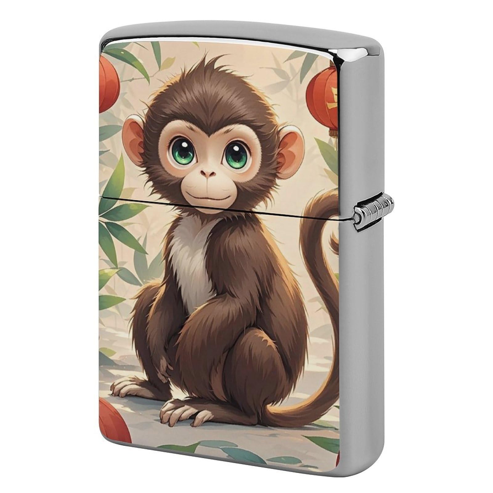 Chinese Style Monkey Lighter Case for Men, Personalized Lighter Cover for Valentine's Day Gifts, Flip-Top Lighters Shell for Outdoor, Portable Lighters Protective Sleeve