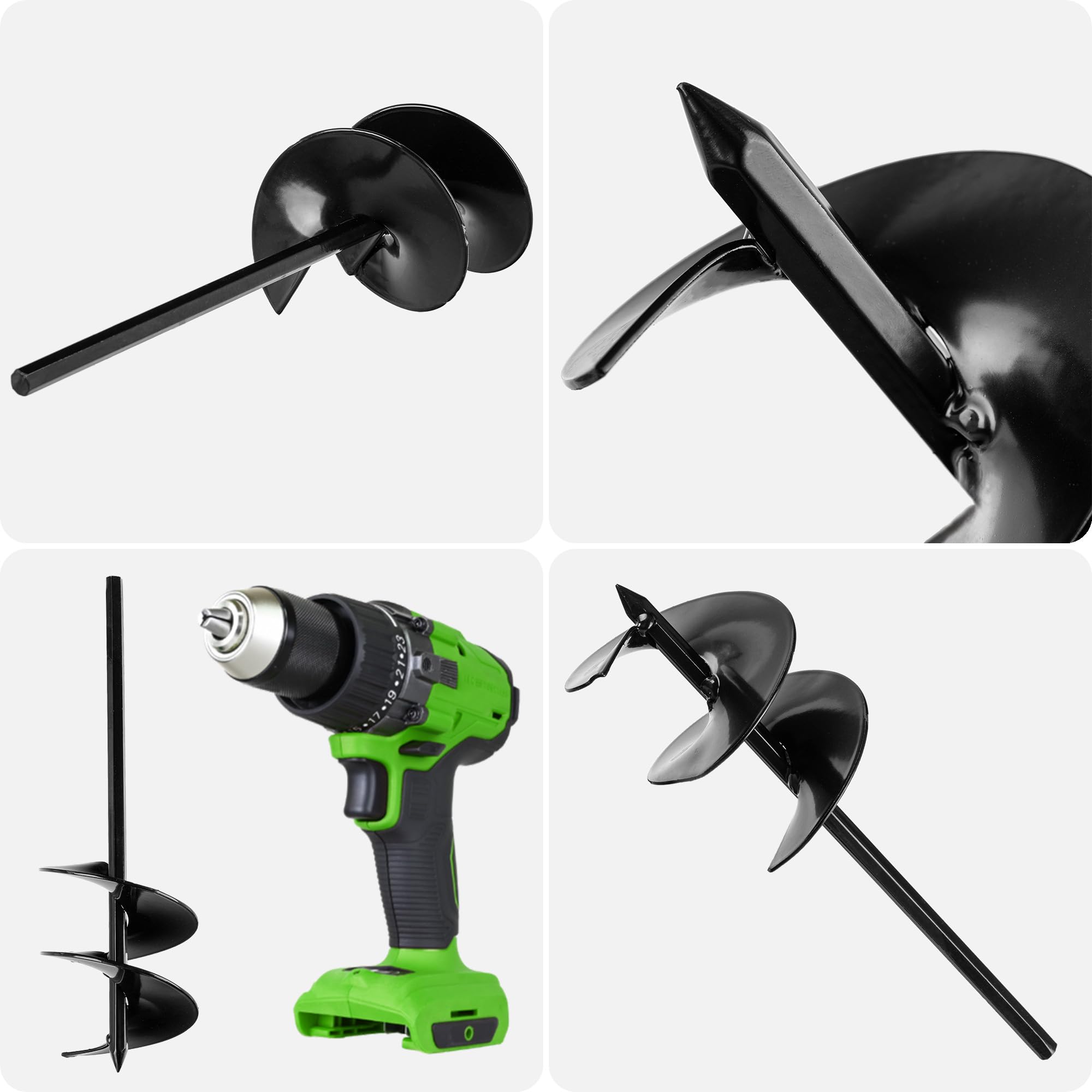 KADAX Erdbohrer 100mm für Bohrmaschine, Gartenbohrer, Erdlochbohrer für Akkuschrauber, Pflanzbohrer für Gartenarbeiten, Spiralbohrer zum Bohren von Erdlöchern