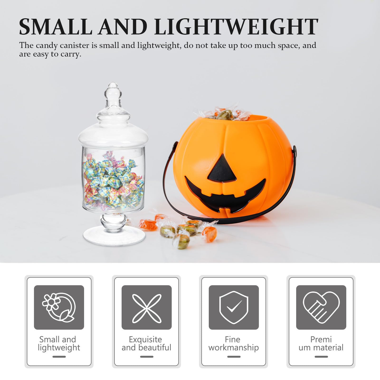 KICHOUSE Tarro de Vidrio para Dulces y Frutos Secos, Ligero y Fácil de Transportar, Adecuado para Decoraciones de Fiesta y Almacenamiento Hogar
